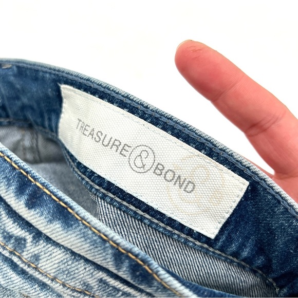 NWT TREASURE & BOND Woman's Patchwork Artsy Gravel Medium Remade Jeans Size 25 - Picture 14 of 15